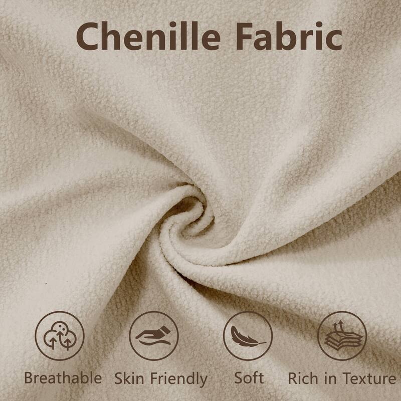 Oversized Modular 4-Seater Chenille Sofa Couch with Throw Pillows