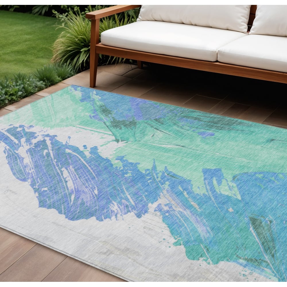 HomeRoots Abstract Transitional Rectangle Outdoor Rug