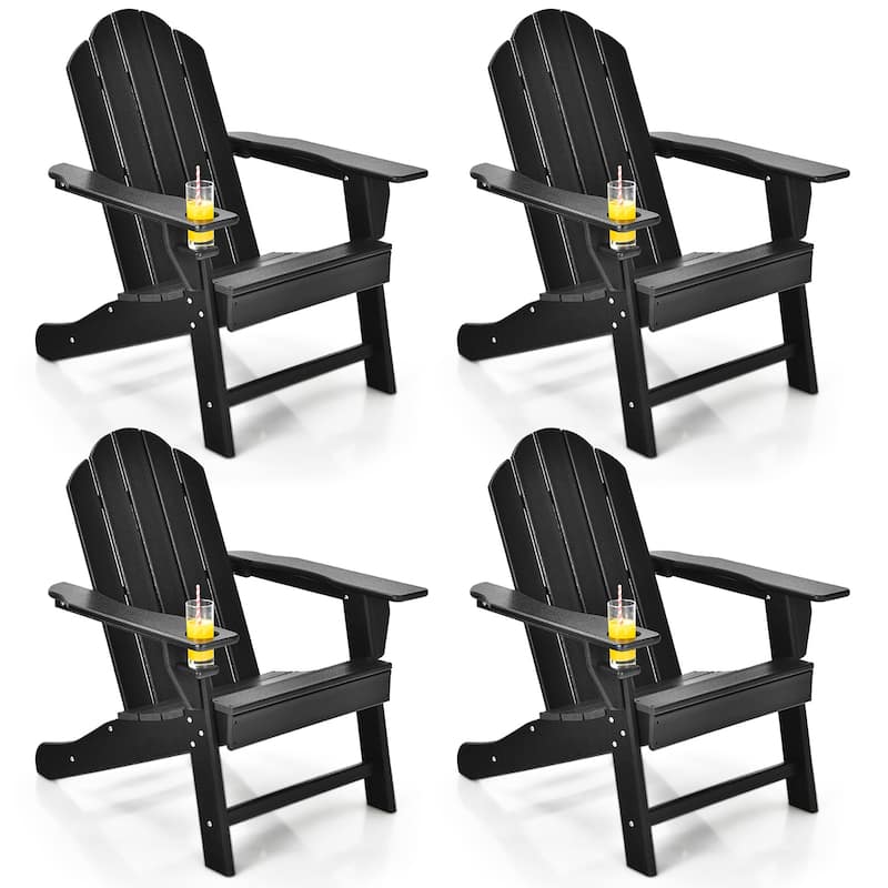 Costway 4PCS Patio Adirondack Chair Weather Resistant Garden Deck - 34'' x 31'' x 37'' - Black