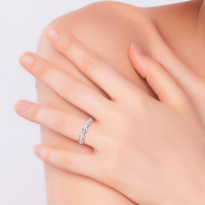 Miadora 1/4ct DEW Moissanite Stackable Infinity Semi-Eternity Ring in Sterling Silver