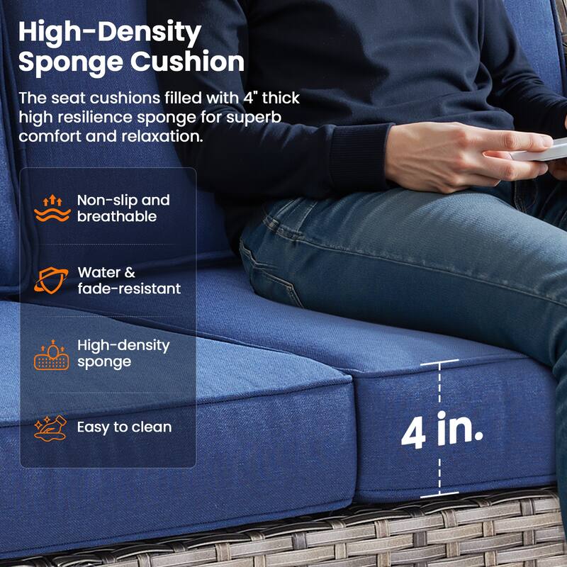 Pocassy 8-Piece Sofa Ottoman w/ Swivel Chair Table Set.