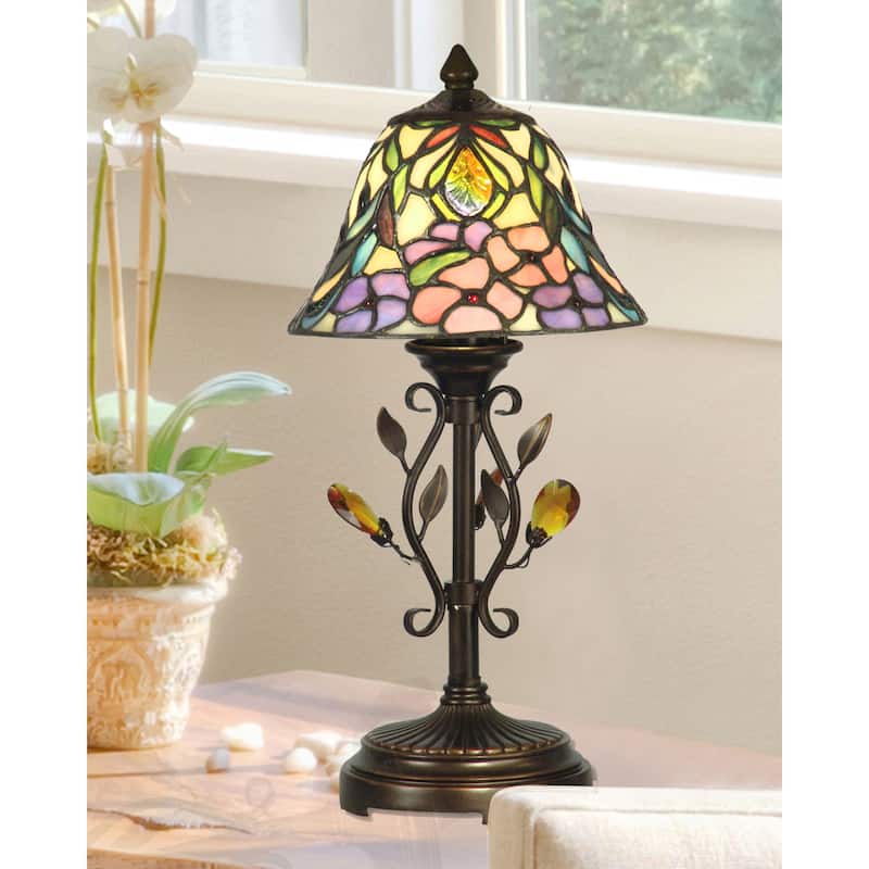 Crystal Peony Tiffany Accent Table Lamp