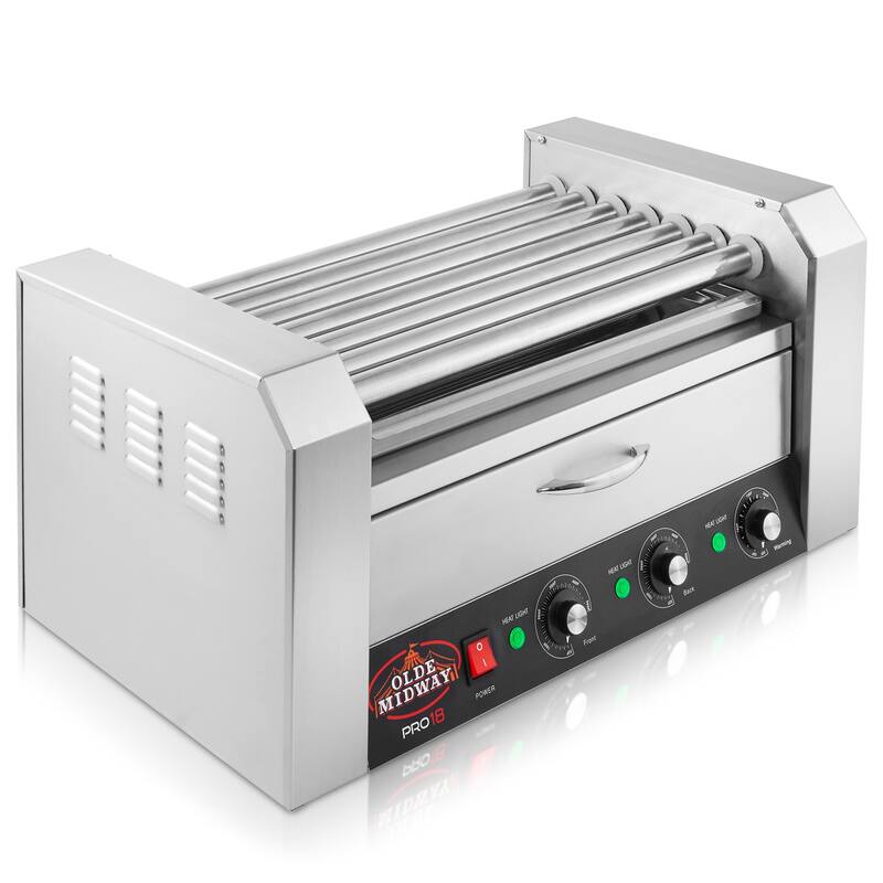 Electric Hot Dog Roller Grill Cooker Machines with Bun Warmer