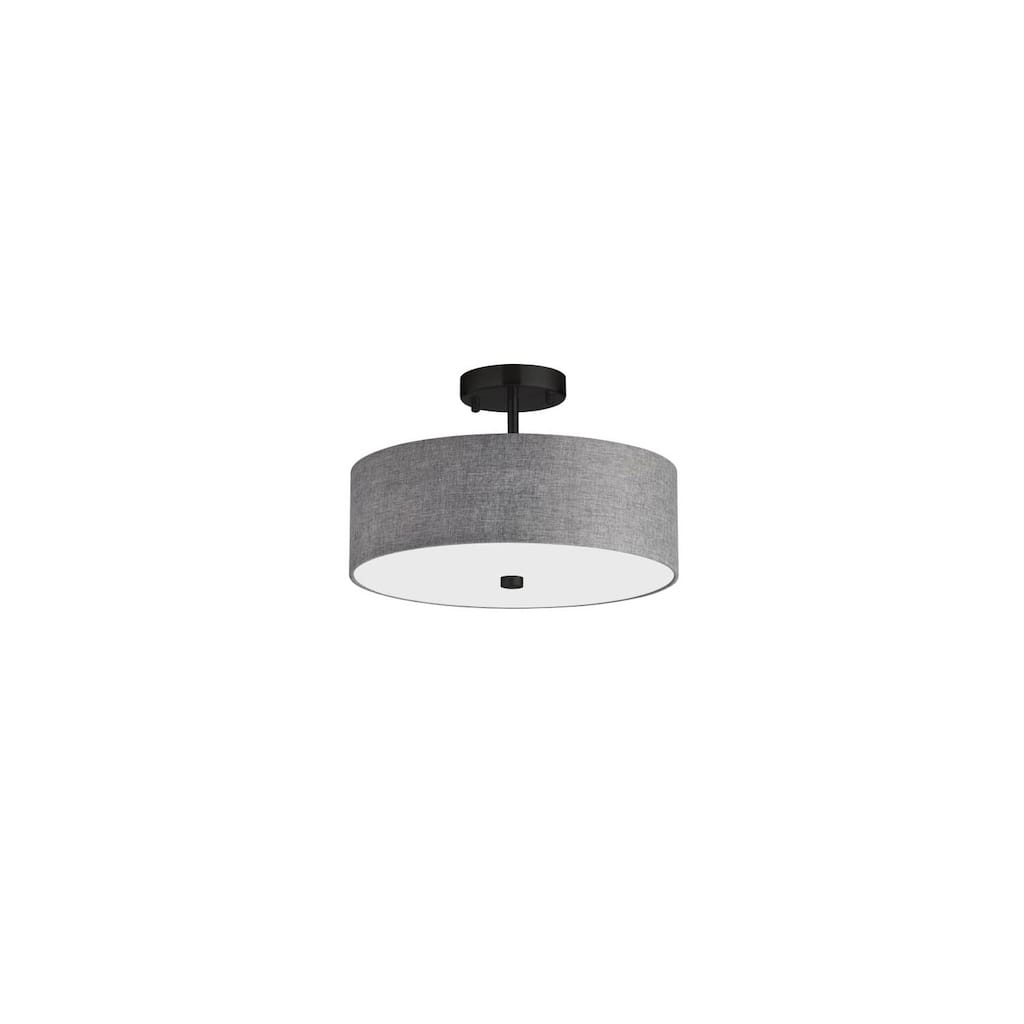 3-Light Semi-Flush Mount Ceiling Light - Matte Black Finish, White Shade - 14.25