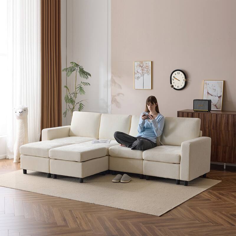 Erommy 6/7-Piece Modular Sectional Sofa – Reversible L-Shaped Couch with Hidden Storage, Space-Saving Living Room Furniture