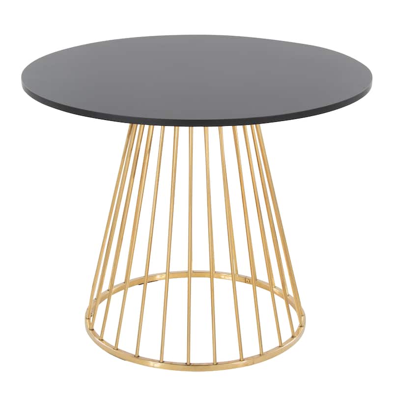 Silver Orchid Canary Pugo Round Dining Table with Pedestal Base - Black Wood/Gold Metal