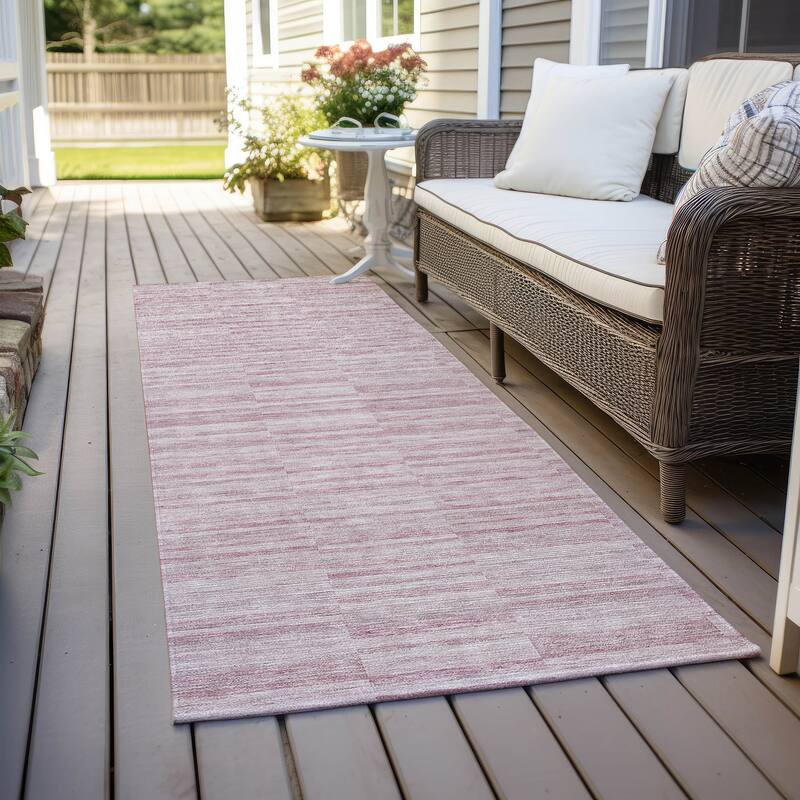 Machine Washable Indoor/ Outdoor Chantille Contemporary Blocks Rug - Blush - 2'3" x 7'6"