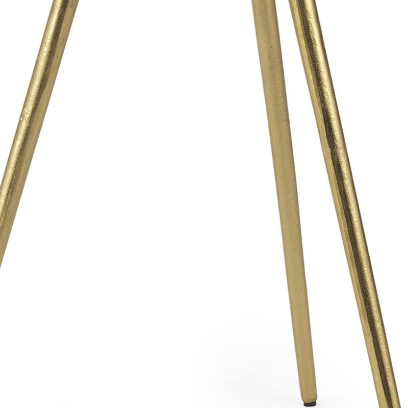 HomeRoots 18" White and Gold Stone and Metal Tray Table - 18.00 in. x 23.00 in. x 18.00 in.