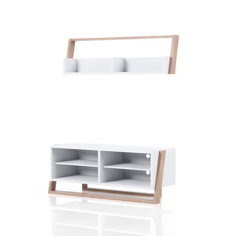 Isabelle Modern 2-Piece TV Console And Floating Shelf Set by Furniture of America