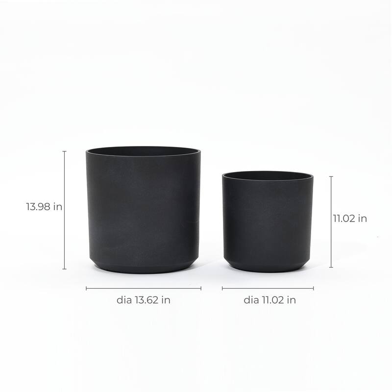 2-Piece HDPE Round Plastic Pot Planters Set