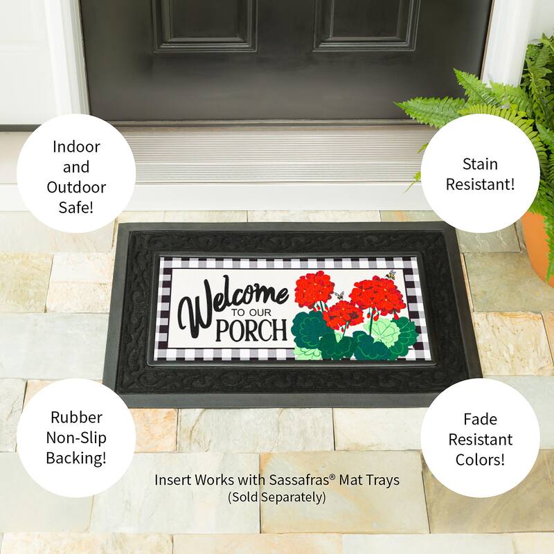 22 in. x 10 in. Welcome to Our Porch Geraniums Sassafras Switch Mat