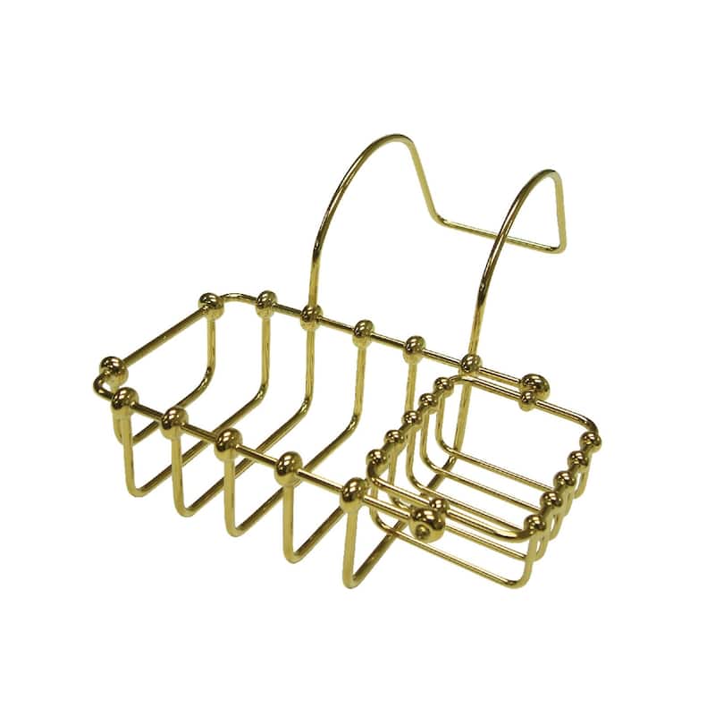 Vintage 7-Inch Clawfoot Tub Hanging Soap and Sponge Holder - Polished Brass