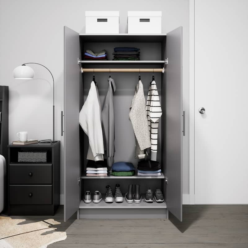 Prepac Elite Armoire Wardrobe Closet Cabinet with Hanging Rail