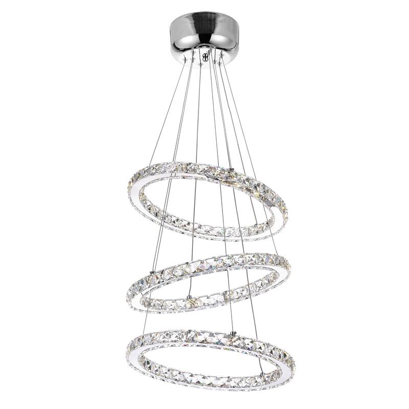Ring LED Chandelier With Chrome Finish - Stainless Steel - Stainless Steel
