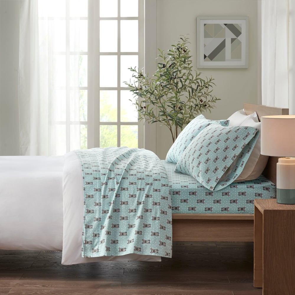 Madison Park Cozy Cotton Flannel Printed Sheet Set