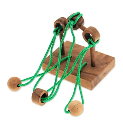 Novica Handmade Tied Bridge Wood Disentanglement Puzzle Game