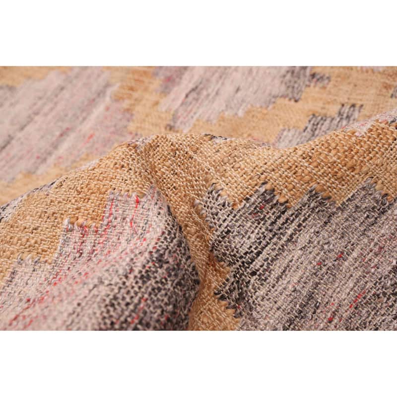 ECARPETGALLERY Flat-Weave Palas Denizli Tan Jute, Rayon Kilim - 5'4 x 7'5