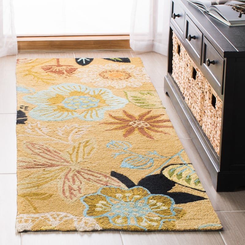 SAFAVIEH Handmade Four Seasons Calli Floral Rug - 2'3" x 6' Runner - Taupe/Multi