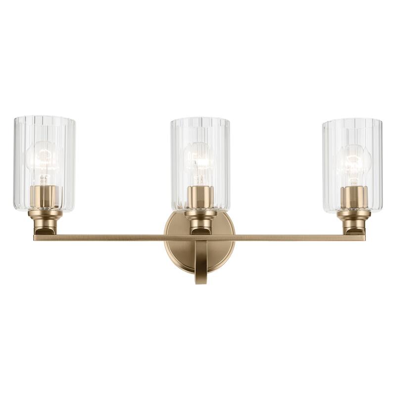 Kichler Lighting Gioe 24.25" 3-Light Vanity Light with Clear Fluted Glass in Champagne Bronze