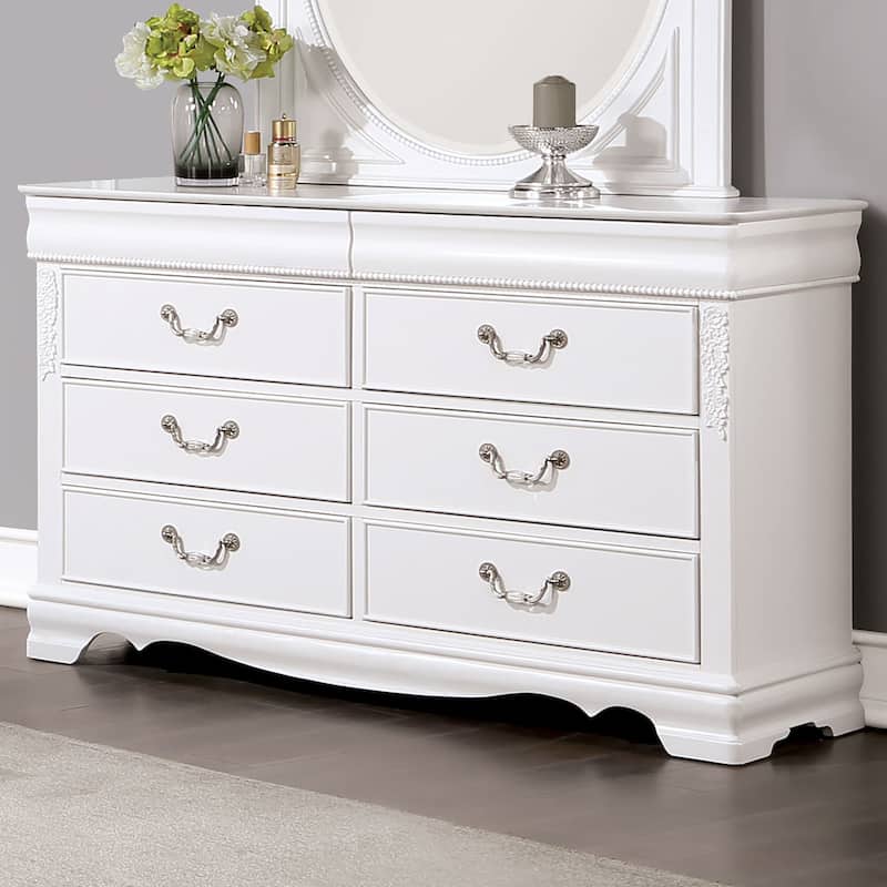 Furniture of America Pati Transitional White Wood 6-Drawer Dresser - White