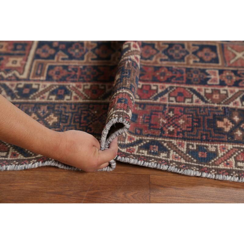 Geometric Sirjan Persian Vintage Area Rug Handmade Wool Carpet - 6'7"x 9'7"