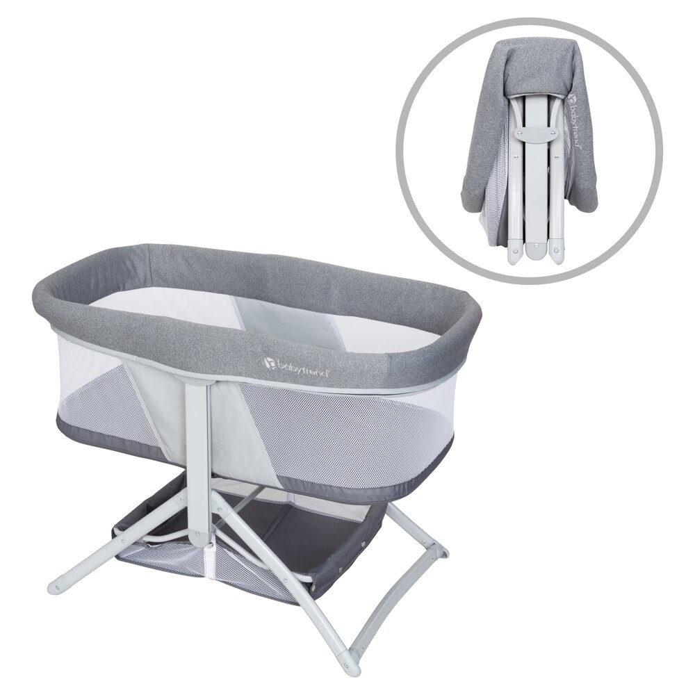 Quick Fold 2-in-1 Rocking Bassinet with Travel Bag Shadow Stone