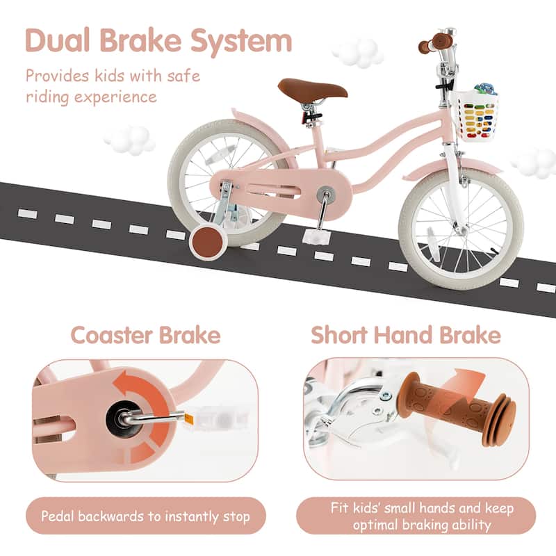 Gymax 16'' Kids Bicycle Children's Training Bicycle w/ Removable