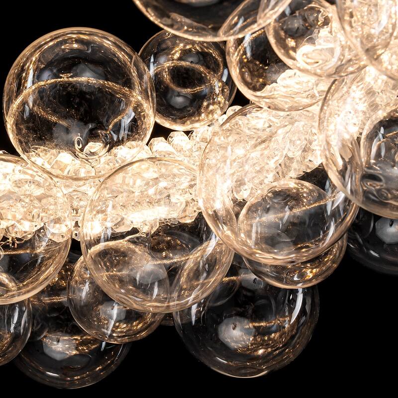 Crystal Bead LED Chandelier with Glass Globe, Adjustable