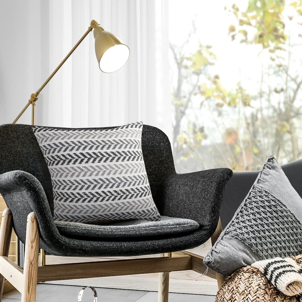 Sevita Modern Black and Gray Chevron Striped Throw Pillow