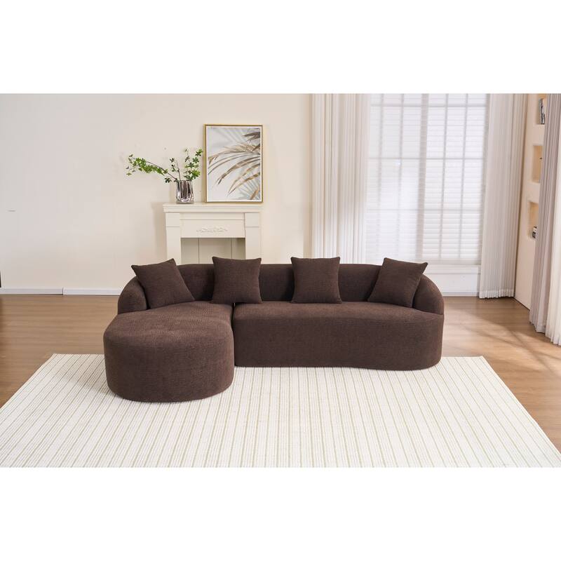 98.4" Chenille L-Shaped Sectional Sofa with Chaise & Pillows