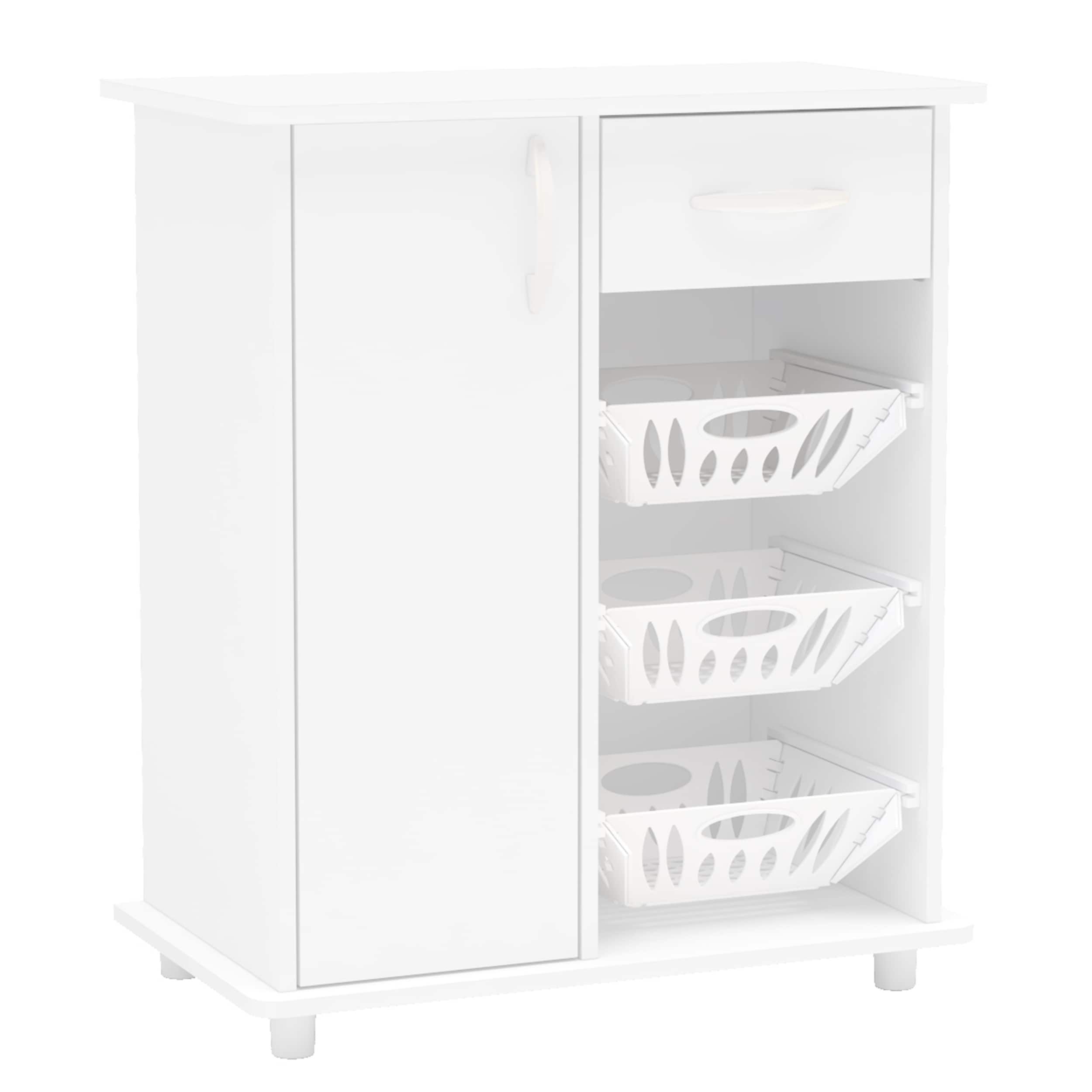 Polifurniture Compact Kitchen Storage Cabinet, White Polifurniture Compact Kitchen Storage Cabinet, White