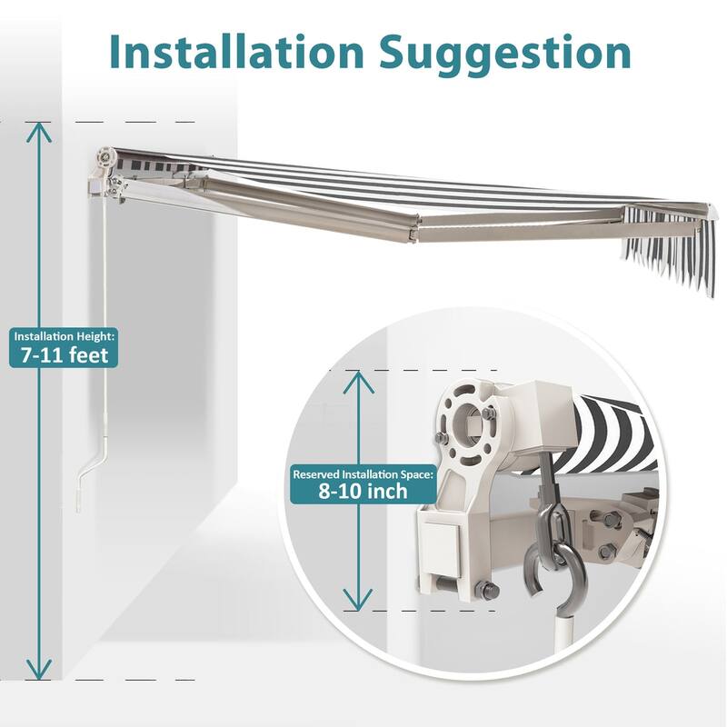 MCombo13x8Feet Manual Retractable Patio Door Window Awning Sunshade Shelter Outdoor Canopy