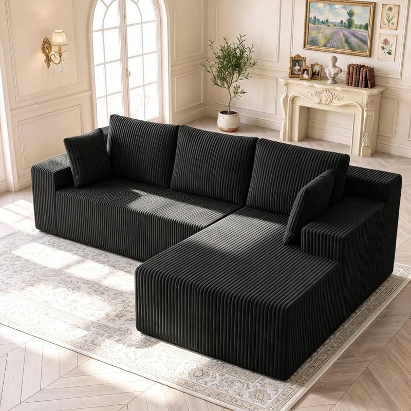 96 inch Cloud Sectional Sofa Couch, Boneless Couch With L-Shaped Chaise - 96" W