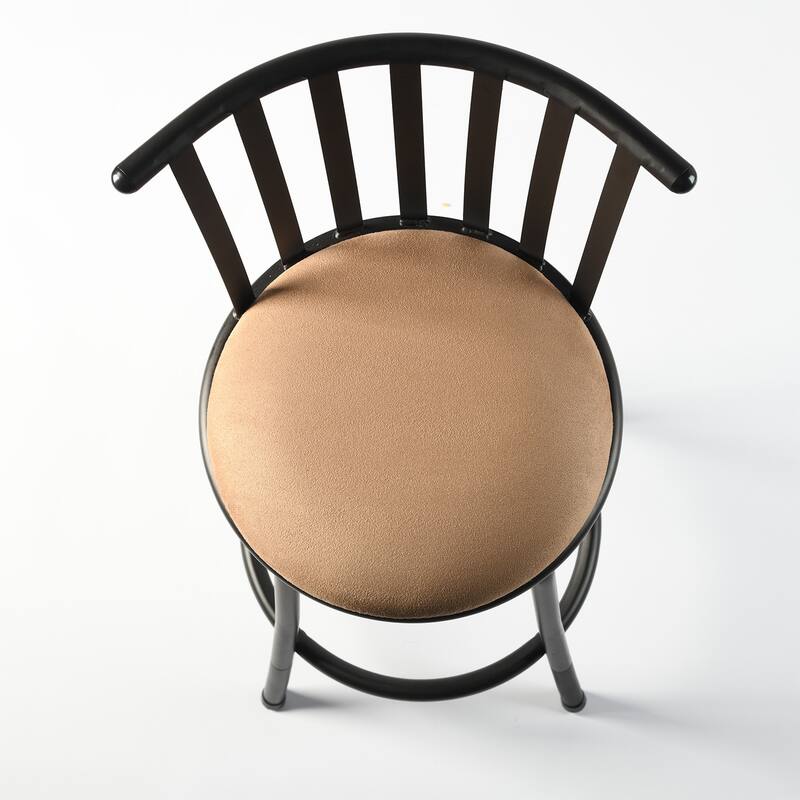 HomeRoots Set of Three Brown and Black Iron and Faux Leather Low Back Adjustable Height Swivel Bar Chairs