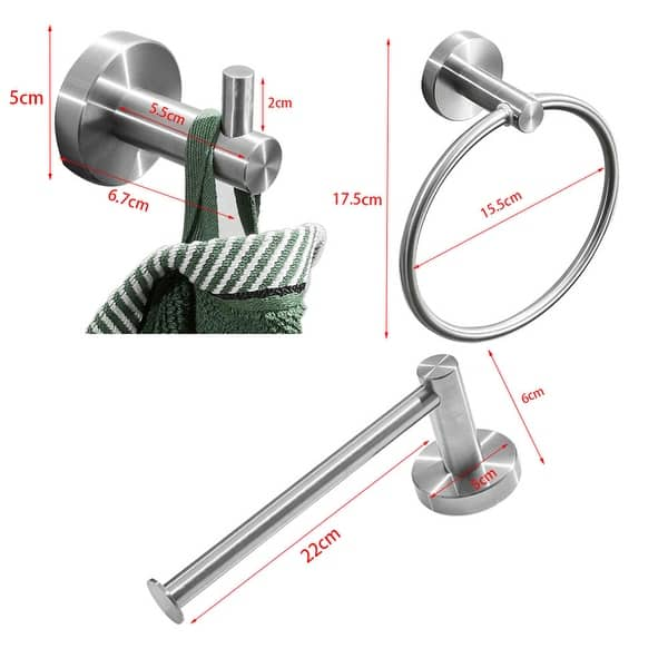 Stainless Steel Bathroom Accessories Set Robe Hooks Towel Ring Bar - Bed  Bath & Beyond - 31969923