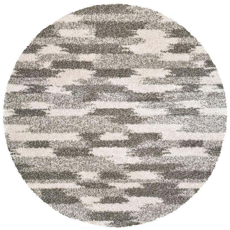 Style Haven Harrison Grey and Ivory Dappled Shag Rug - 7'10" Round - Grey/Cream - Runner/Round
