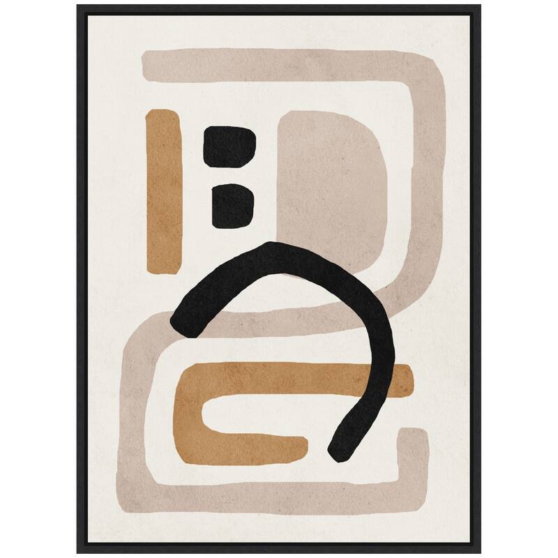 Kate and Laurel Sylvie Neutral Abstract 2 Minimal Modern Art Framed Canvas by July Art Prints