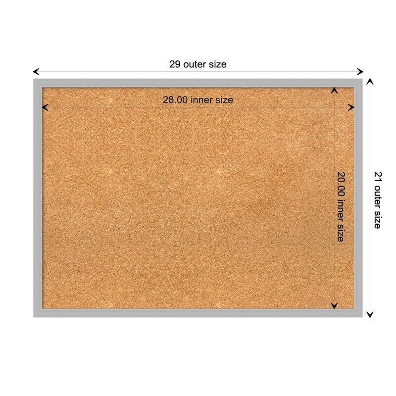 Hera Chrome Framed Natural Corkboard Bulletin Board - Board Size 28x20