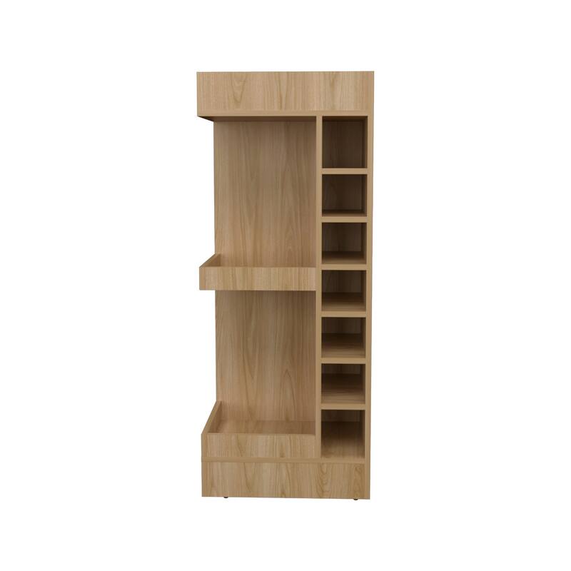 Modern Corner Bar Cabinet with Open Shelves and Wine Rack, Space-Saving Liquor Storage Solution