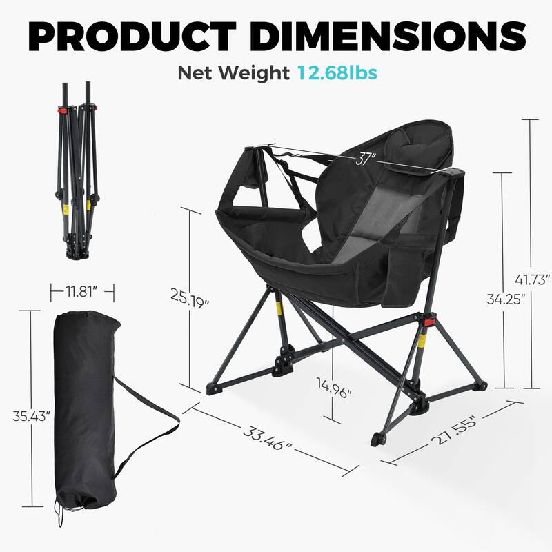 Hammock Camping Chair, Foldable Portable Rocking Chairs for Adults