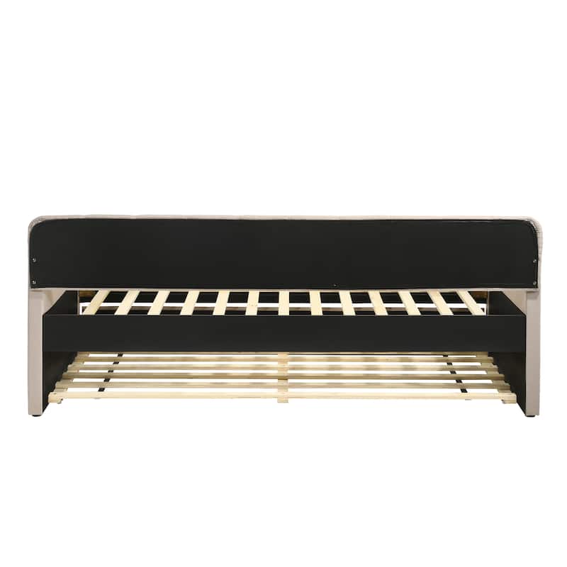 Exodel Contemporary Twin Upholstered Tufted Day Bed with Trundle by Furniture of America