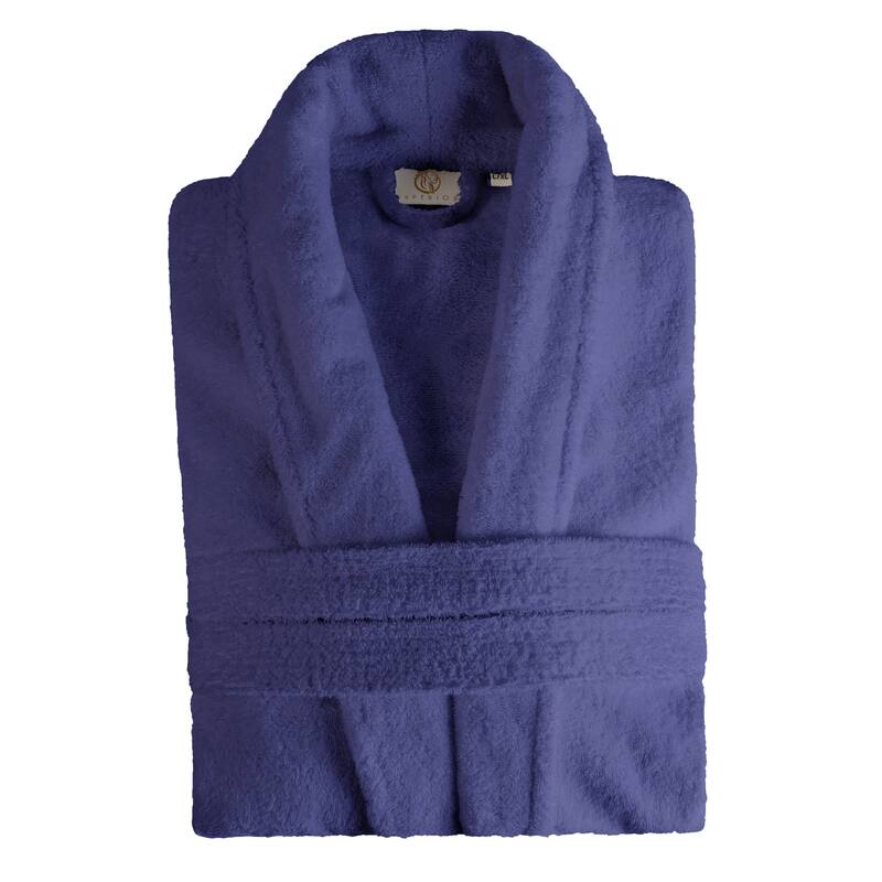 Superior Unisex Turkish Cotton Ultra-Soft Absorbent Long Bathrobe - S/MD - Navy Blue