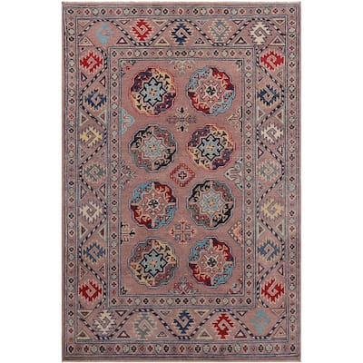 Bohemian Kazak Carl Light Purple/Light Purple Wool Rug - 3'4'' x 5'0''