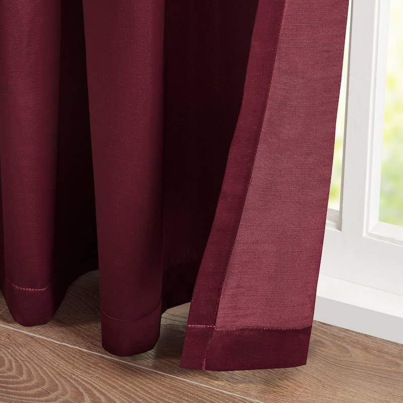 Pleat Curtain Panel with Tieback - Burgundy