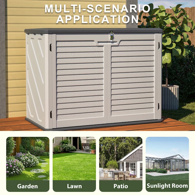 GDFStudio - Hayes Large Horizontal Lockable Outdoor Storage Shed with Removable Shelf