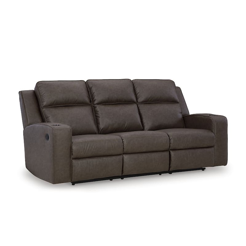 Signature Design by Ashley Lavenhorne Granite Reclining Sofa with Drop Down Table - 87"W x 42"D x 43"H