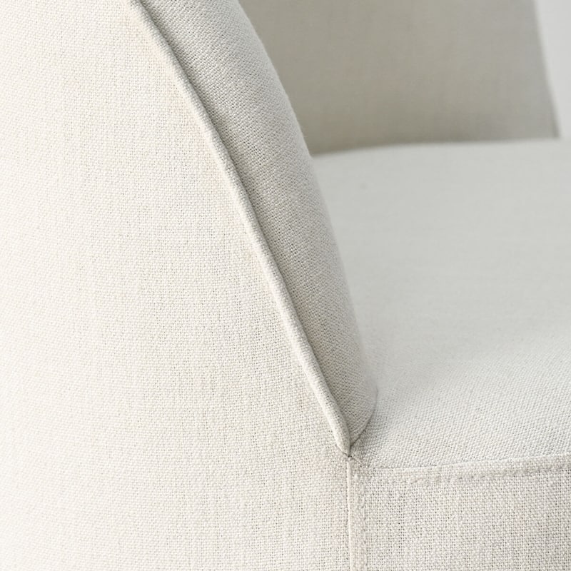 Linen Rolling Upholstered Dining Chair with Wheels (Set of 2)