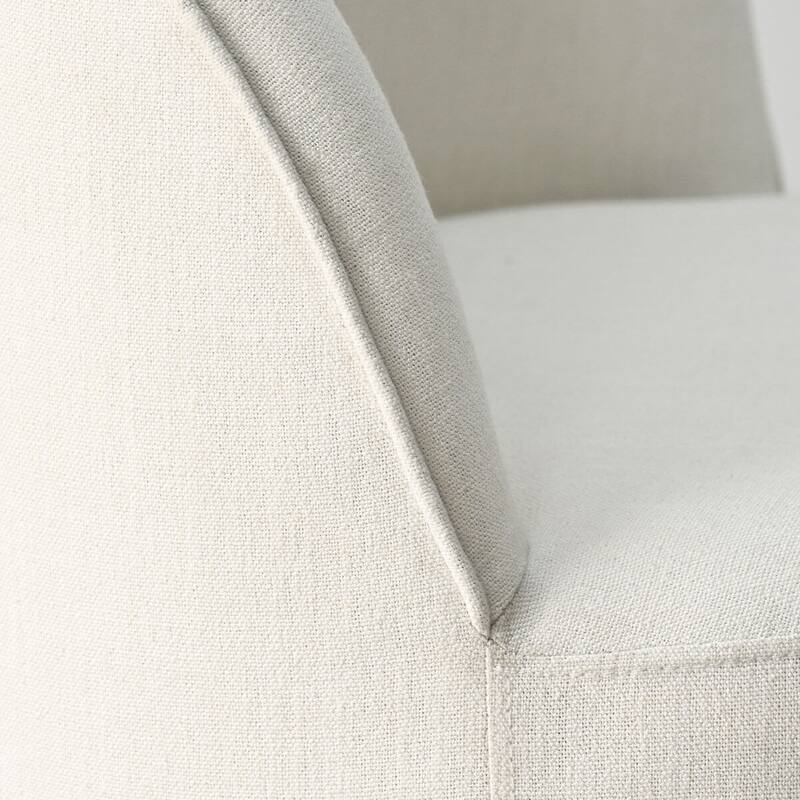 Upholstered Barrel Linen Dining Chair with Casters(Set of 4)