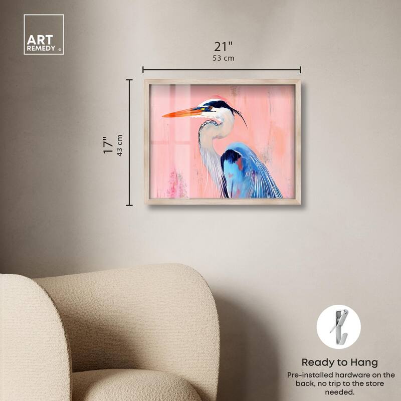 Rosy Dawn Heron Shadowbox by Art Remedy