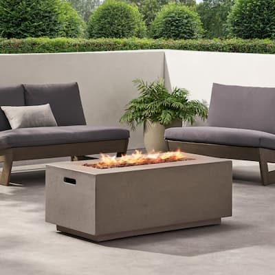 19 in. W x 40.25 in. L x 15 in. H Concrete Rectangle Propane Gas Burning Outdoor Fire Pit